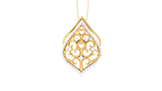 Teardrop Swirl Pendant - 0.32 Ct Shimmering Diamonds In Gold