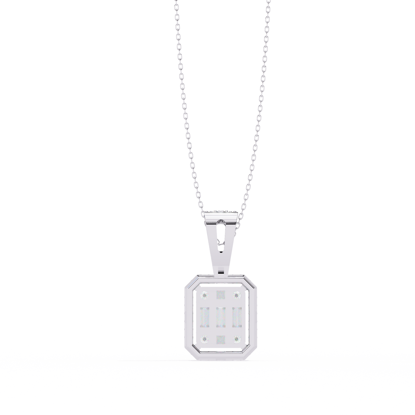 0.72 Ct Baguette & Round Brilliant Diamond Illusion Halo Pendant in Gold