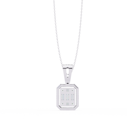 0.72 Ct Baguette & Round Brilliant Diamond Illusion Halo Pendant in Gold