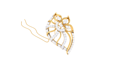 Stylized Leaf Motif Pendant In Gold – 0.37 Ct Sparking Diamonds