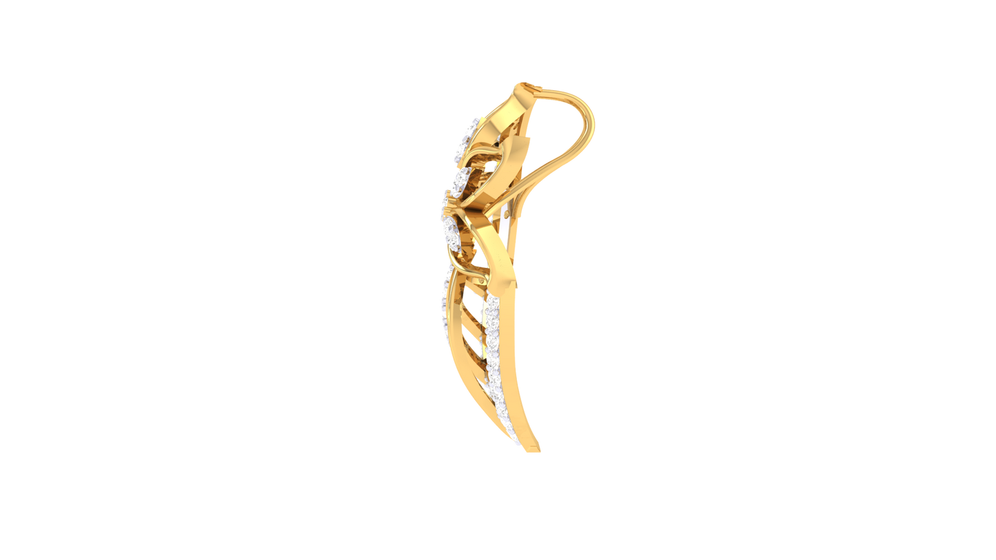 Stylized Leaf Motif Pendant In Gold – 0.37 Ct Sparking Diamonds