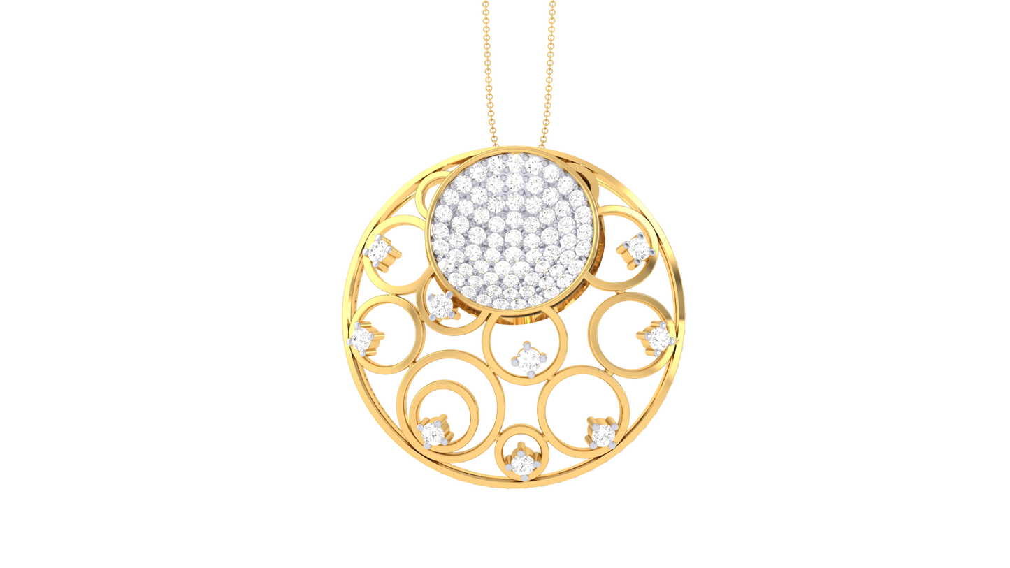 Sunburst Charm Rose Gild Pendent - 1.02 Ct Round Diamonds