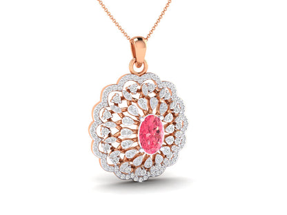 0.56 Ct Diamond Rose Gold Floral Pendent