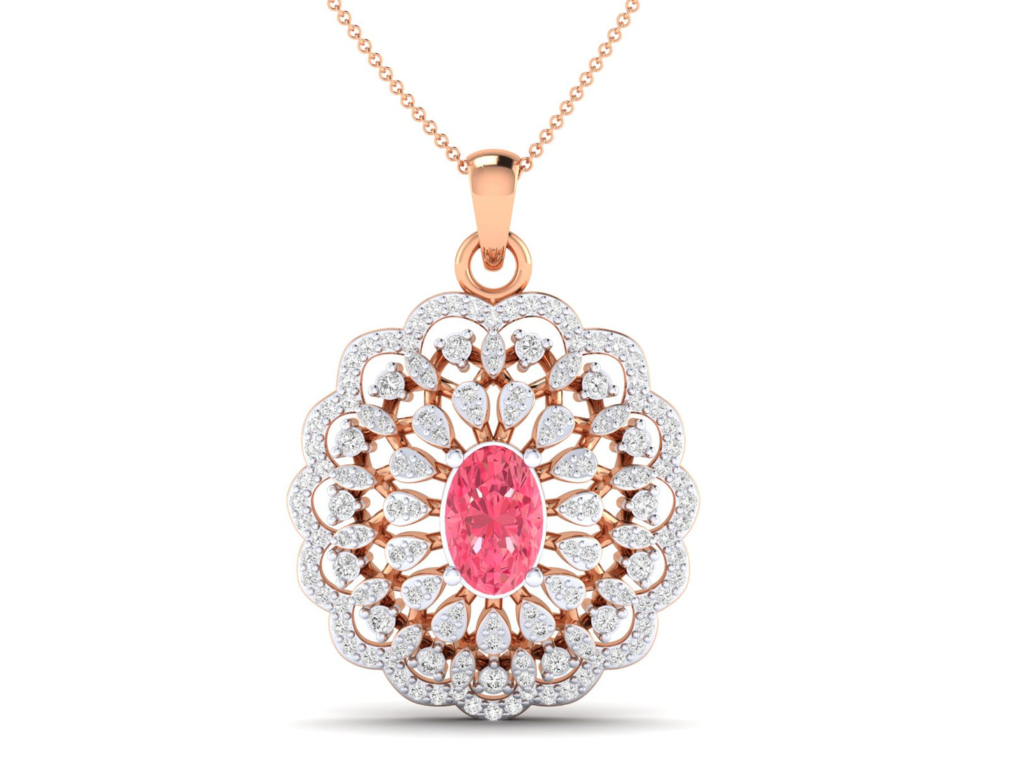 0.56 Ct Diamond Rose Gold Floral Pendent