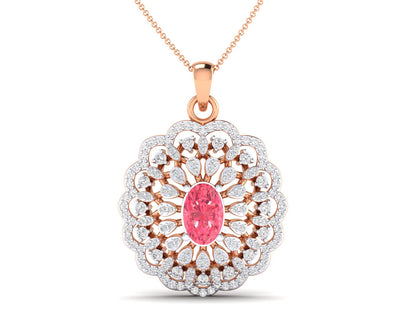 0.56 Ct Diamond Rose Gold Floral Pendent