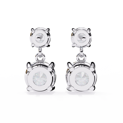 Timeless Elegance: Round Cut Diamond Drop Earrings In Gold - 7.46 Ct