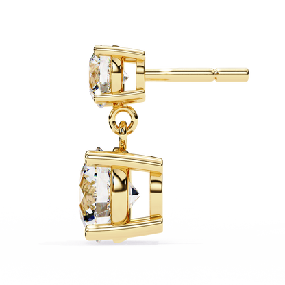 Timeless Elegance: Round Cut Diamond Drop Earrings In Gold - 7.46 Ct