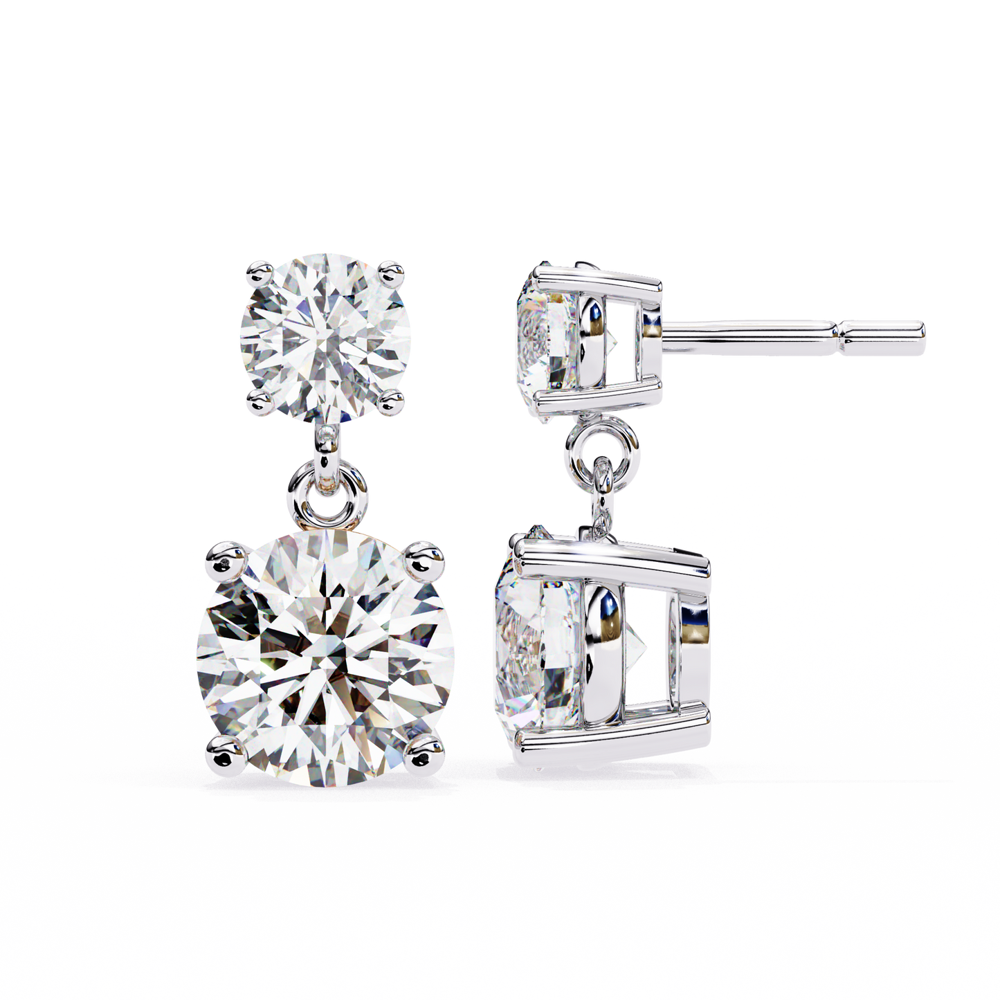 Timeless Elegance: Round Cut Diamond Drop Earrings In Gold - 7.46 Ct