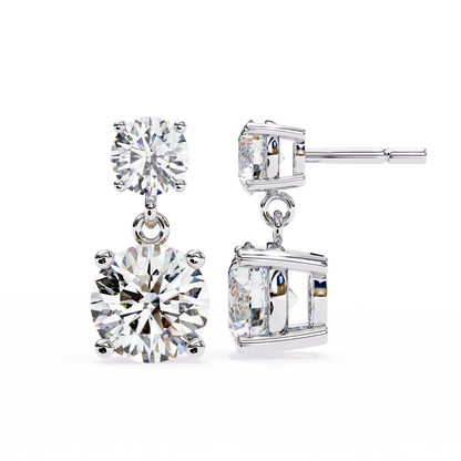 Timeless Elegance: Round Cut Diamond Drop Earrings In Gold - 7.46 Ct