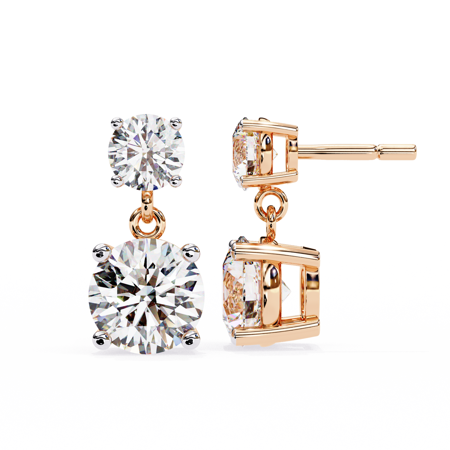 Timeless Elegance: Round Cut Diamond Drop Earrings In Gold - 7.46 Ct