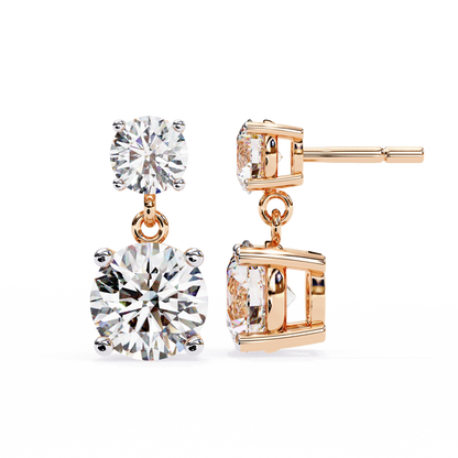 Timeless Elegance: Round Cut Diamond Drop Earrings In Gold - 7.46 Ct