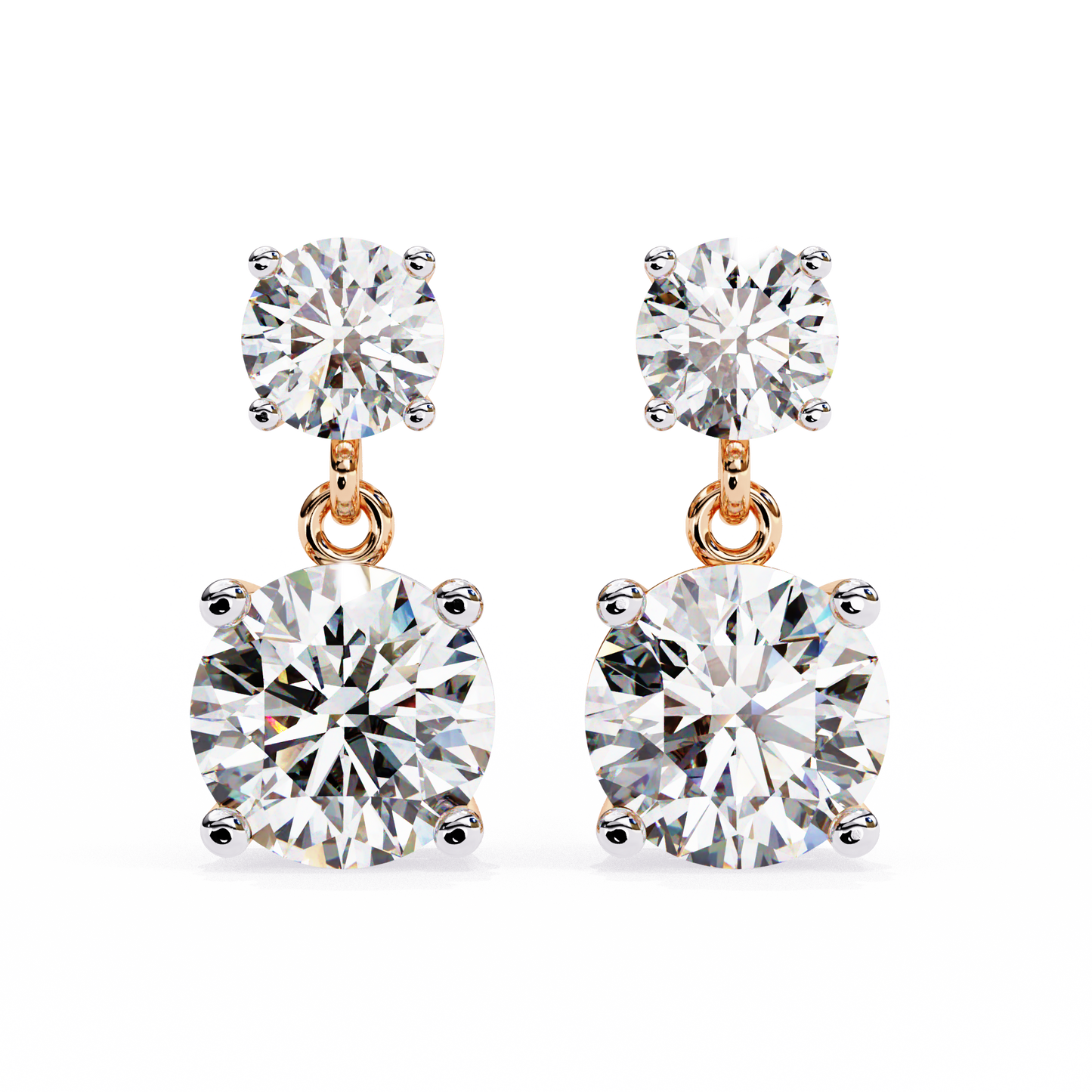 Timeless Elegance: Round Cut Diamond Drop Earrings In Gold - 7.46 Ct