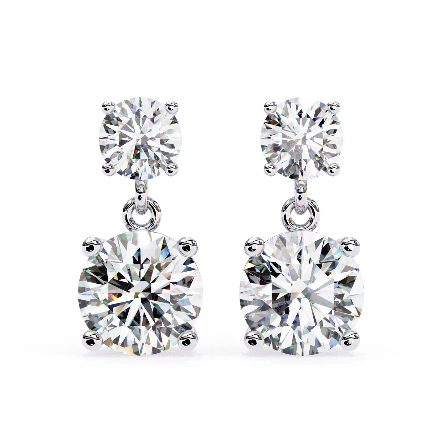 Timeless Elegance: Round Cut Diamond Drop Earrings In Gold - 7.46 Ct