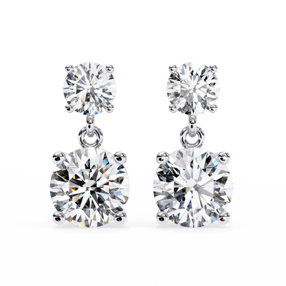 Timeless Elegance: Round Cut Diamond Drop Earrings In Gold - 7.46 Ct