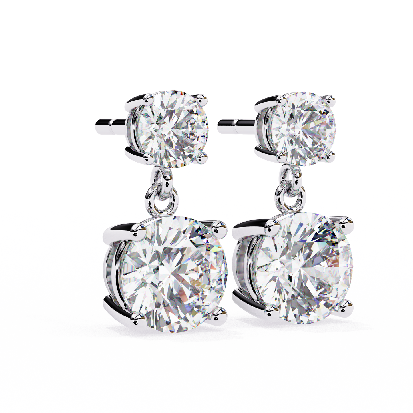 Timeless Elegance: Round Cut Diamond Drop Earrings In Gold - 7.46 Ct