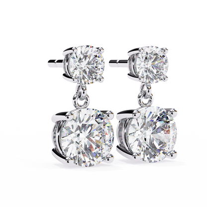 Timeless Elegance: Round Cut Diamond Drop Earrings In Gold - 7.46 Ct