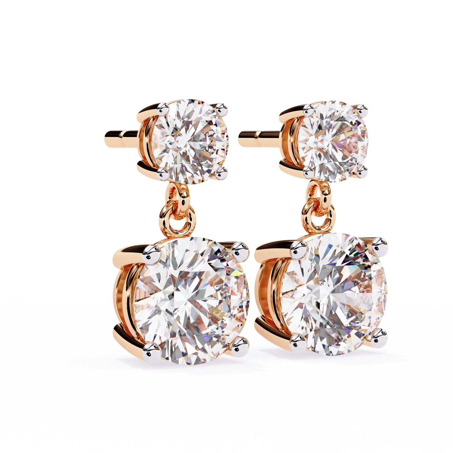 Timeless Elegance: Round Cut Diamond Drop Earrings In Gold - 7.46 Ct
