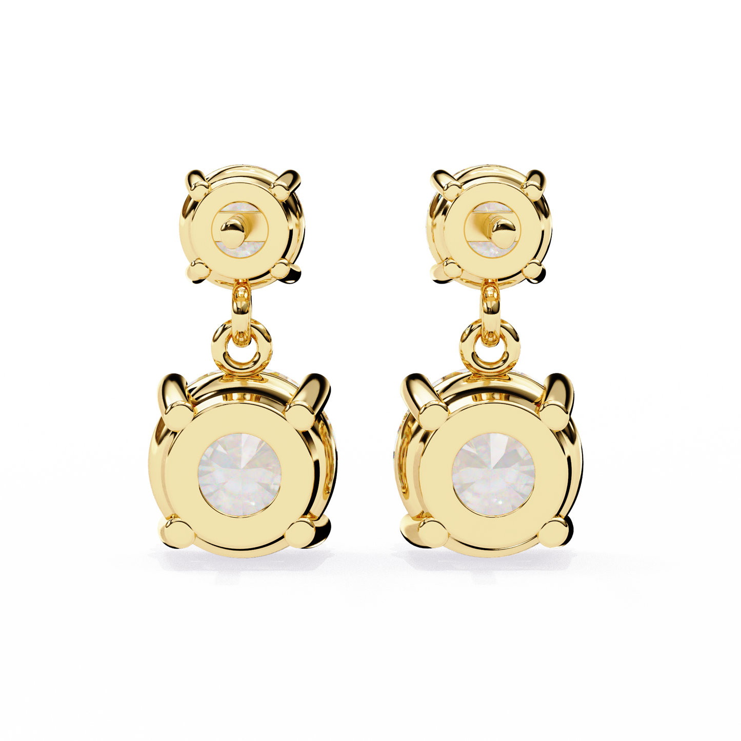 Timeless Elegance: Round Cut Diamond Drop Earrings In Gold - 7.46 Ct