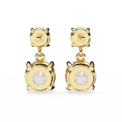 Timeless Elegance: Round Cut Diamond Drop Earrings In Gold - 7.46 Ct