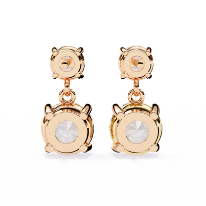 Timeless Elegance: Round Cut Diamond Drop Earrings In Gold - 7.46 Ct