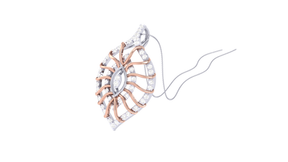 Twinned Leaf Motif Pendant In Gold – 0.28 Ct Sparking Diamonds