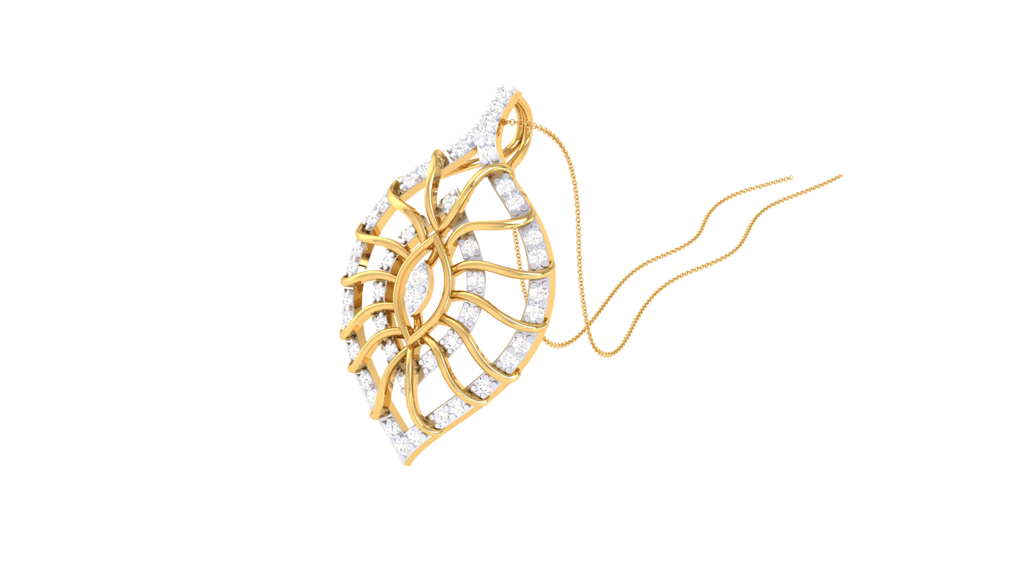 Twinned Leaf Motif Pendant In Gold – 0.28 Ct Sparking Diamonds