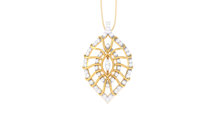 Twinned Leaf Motif Pendant In Gold – 0.28 Ct Sparking Diamonds