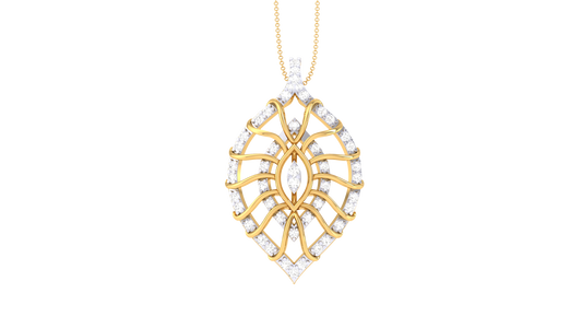 Twinned Leaf Motif Pendant In Gold – 0.28 Ct Sparking Diamonds