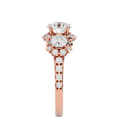 Trilune Constellation Three-Stone – 2ct Round Diamonds Gold Ring