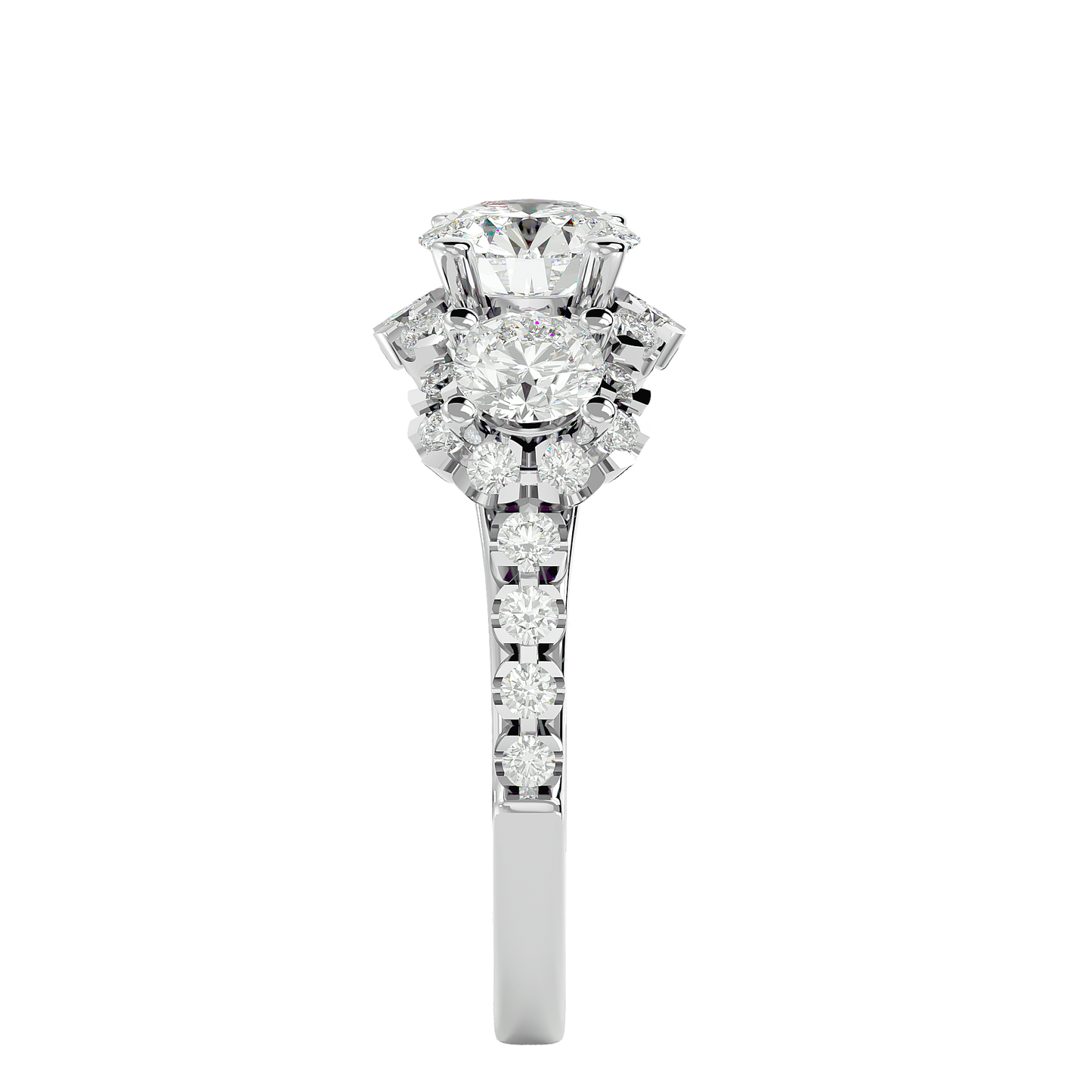 Trilune Constellation Three-Stone – 2ct Round Diamonds Gold Ring