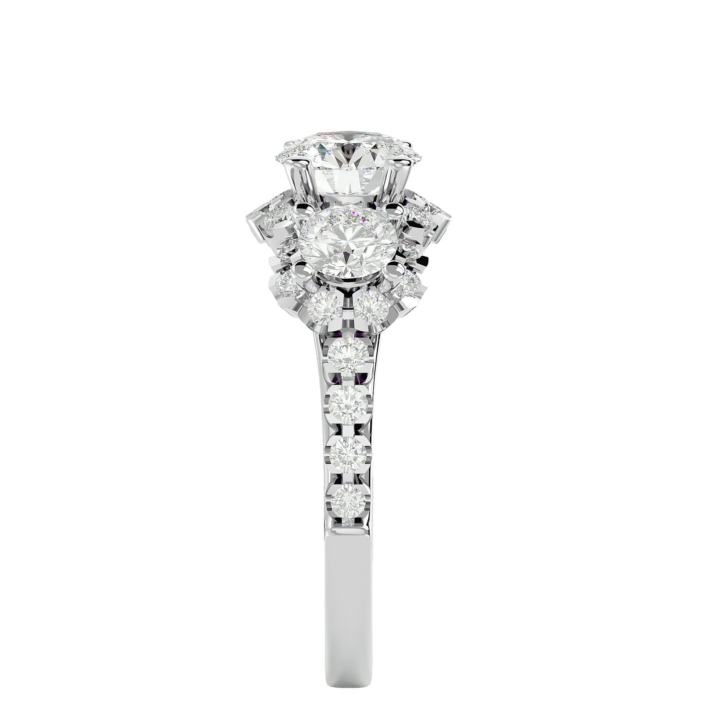 Trilune Constellation Three-Stone – 2ct Round Diamonds Gold Ring