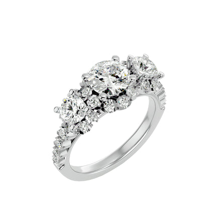 Trilune Constellation Three-Stone – 2ct Round Diamonds Gold Ring