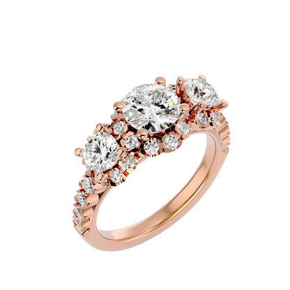 Trilune Constellation Three-Stone – 2ct Round Diamonds Gold Ring