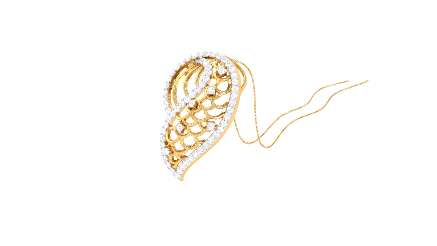 Twisted Leaf Spark Pendant In Gold – 0.43 Ct Diamonds