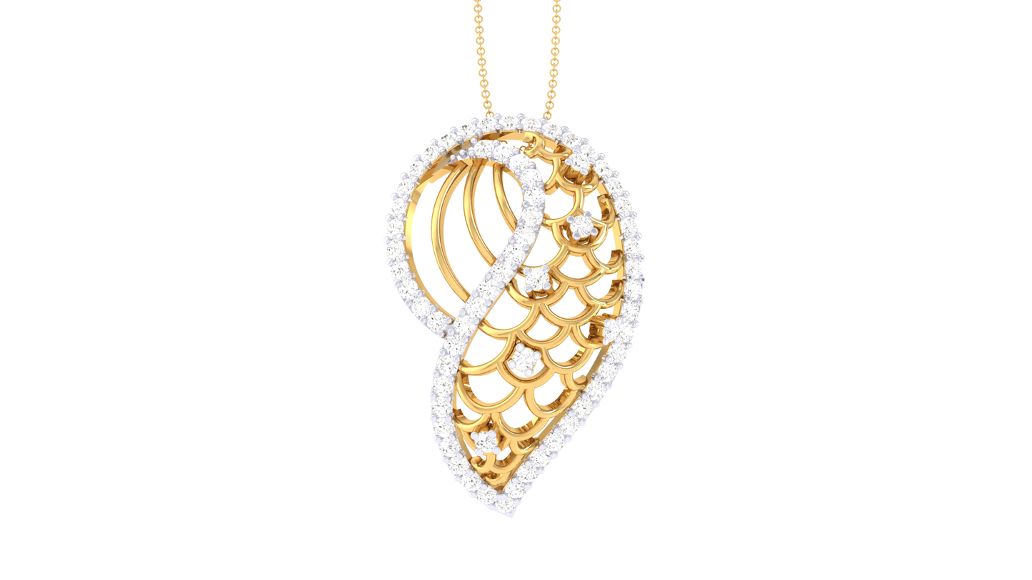 Twisted Leaf Spark Pendant In Gold – 0.43 Ct Diamonds