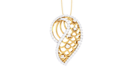 Twisted Leaf Spark Pendant In Gold – 0.43 Ct Diamonds