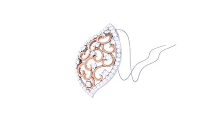 Ornate Gold Pendant With Diamond-Studded Leaf Design – 0.37 Ct