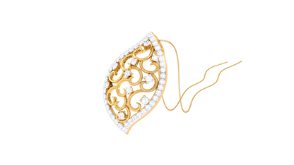 Ornate Gold Pendant With Diamond-Studded Leaf Design – 0.37 Ct