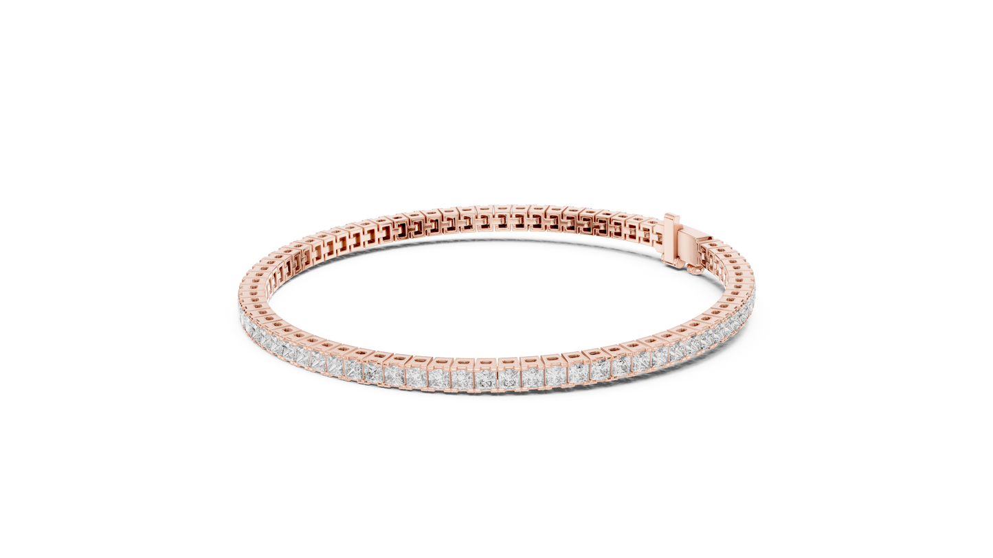 4.56CTW Princess Cut Diamond Tennis Bracelet in Yellow Gold