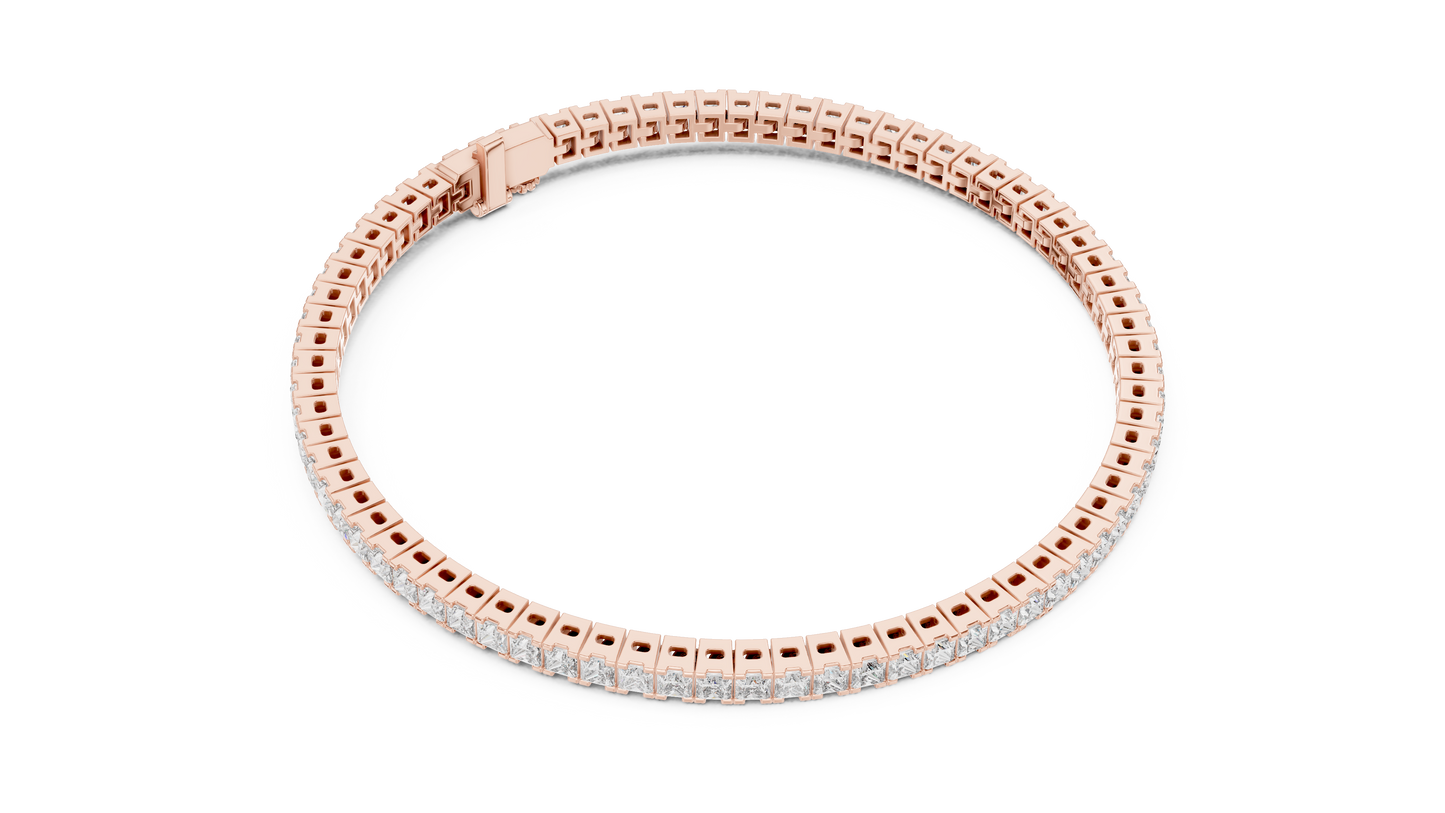 4.56CTW Princess Cut Diamond Tennis Bracelet in Yellow Gold