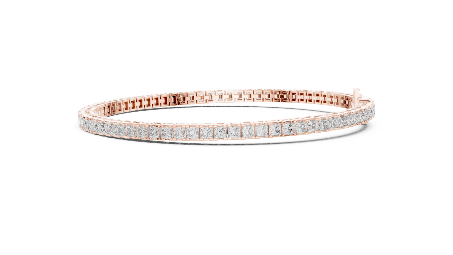 4.56CTW Princess Cut Diamond Tennis Bracelet in Yellow Gold