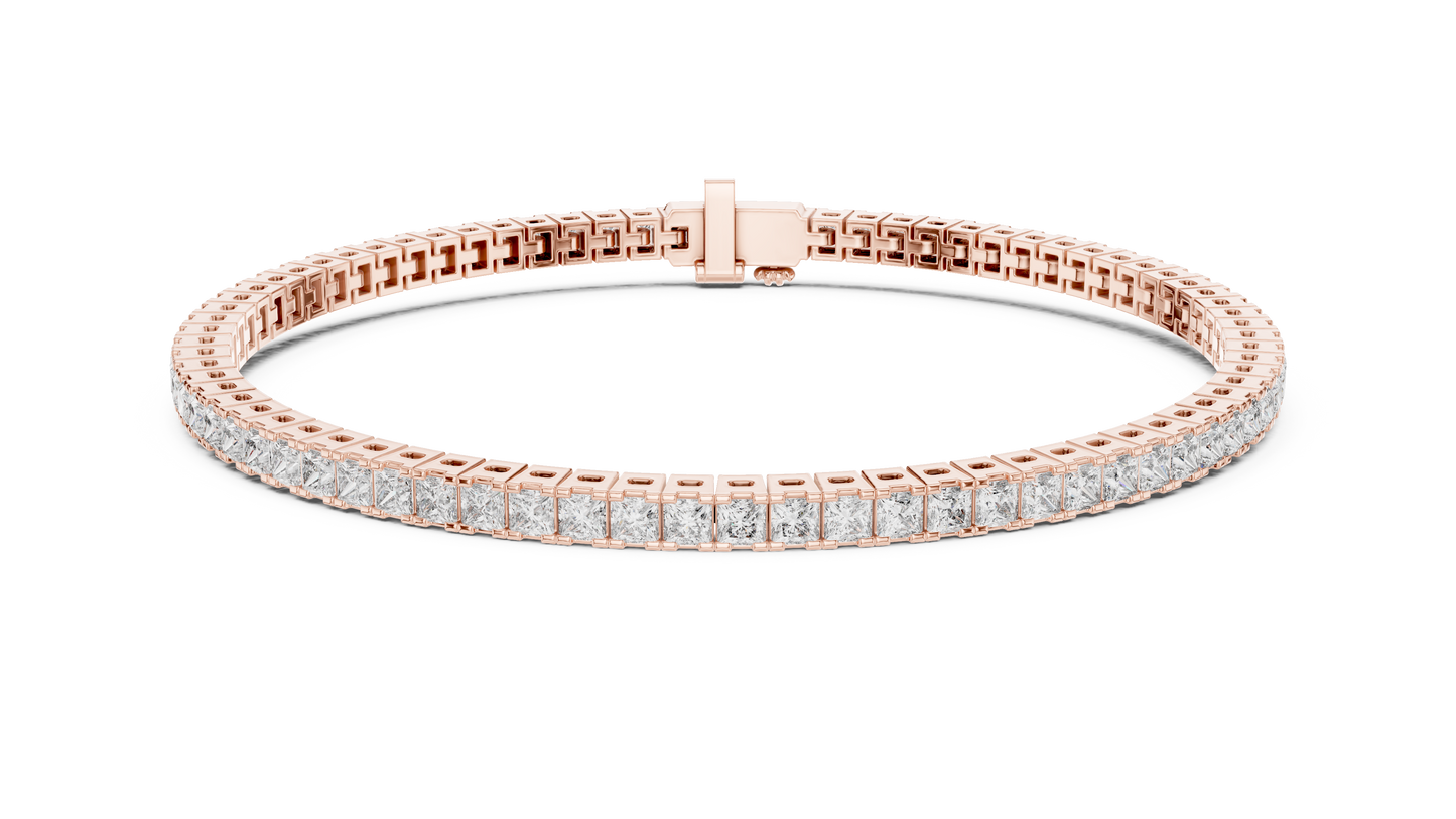 4.56CTW Princess Cut Diamond Tennis Bracelet in Yellow Gold