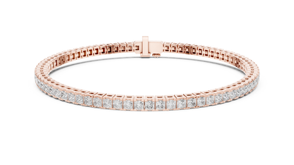 4.56CTW Princess Cut Diamond Tennis Bracelet in Yellow Gold