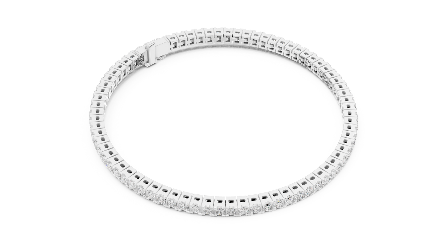 4.56CTW Princess Cut Diamond Tennis Bracelet in Yellow Gold