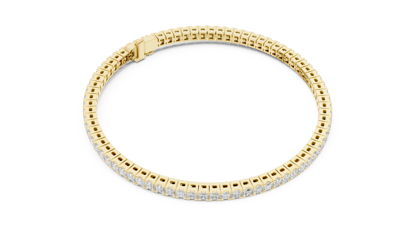 4.56CTW Princess Cut Diamond Tennis Bracelet in Yellow Gold