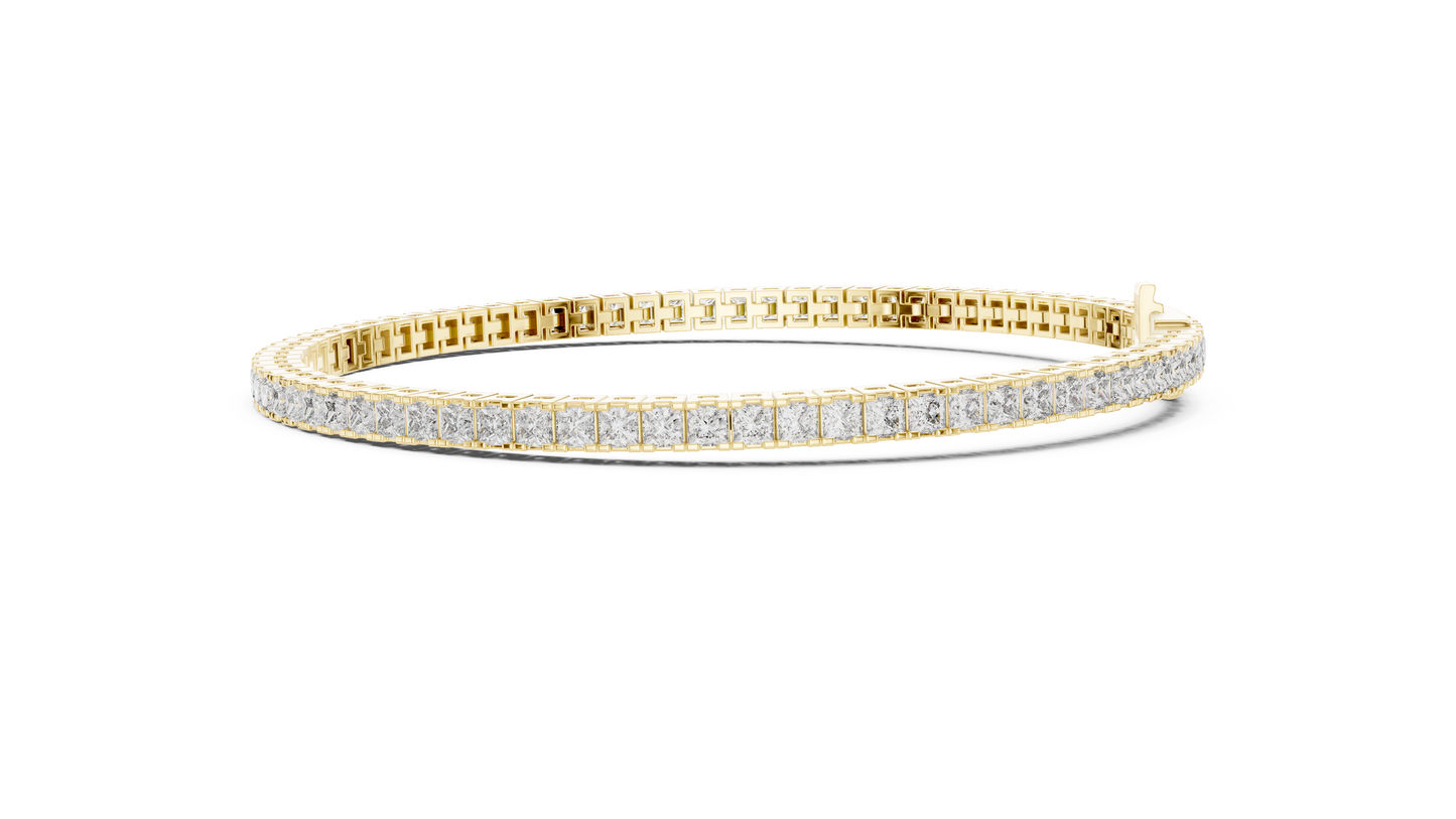 4.56CTW Princess Cut Diamond Tennis Bracelet in Yellow Gold