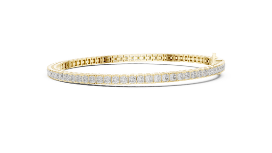 4.56CTW Princess Cut Diamond Tennis Bracelet in Yellow Gold