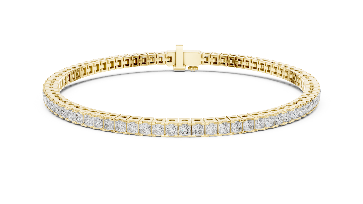 4.56CTW Princess Cut Diamond Tennis Bracelet in Yellow Gold