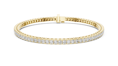 4.56CTW Princess Cut Diamond Tennis Bracelet in Yellow Gold