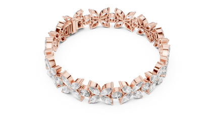 14.05CTW Marquise Floral Cluster Diamond Bracelet in Yellow Gold